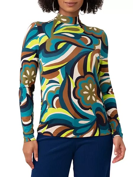 Водолазка с принтом Pierce Trina Turk, цвет tribeca teal