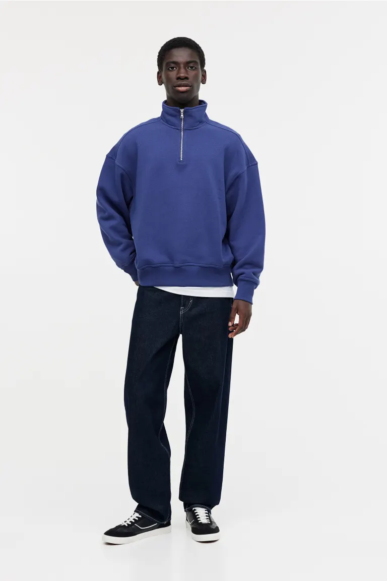 Толстовка оверсайз на молнии H&M, синий