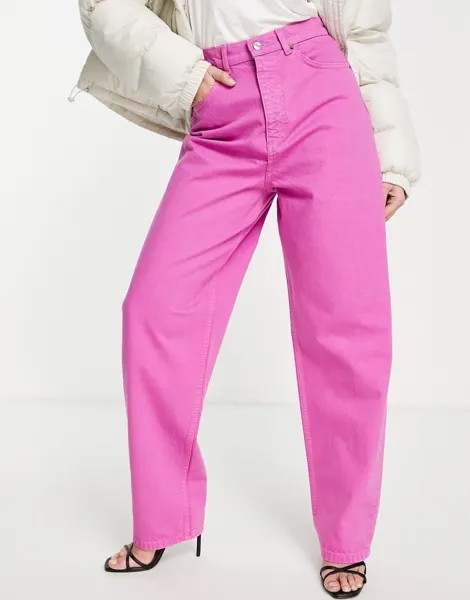 Винтажные джинсы свободного кроя с завышенной талией из смесового органического хлопка пурпурного цвета ASOS DESIGN-Розовый цвет