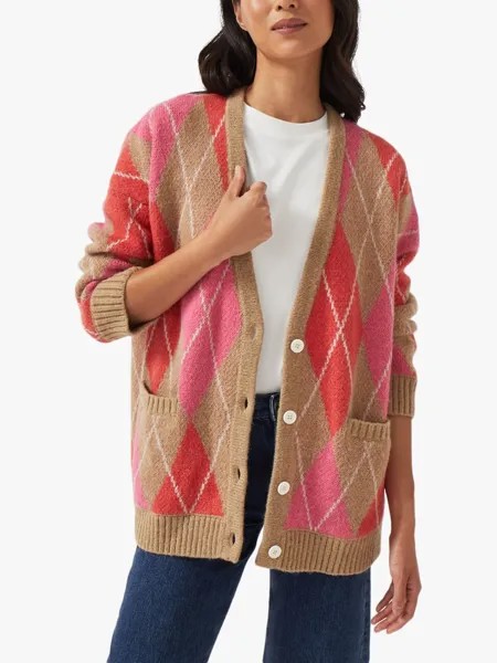Удлиненный кардиган из смесовой шерсти Radley Harlequin Street, светло-коричневый/мульти
