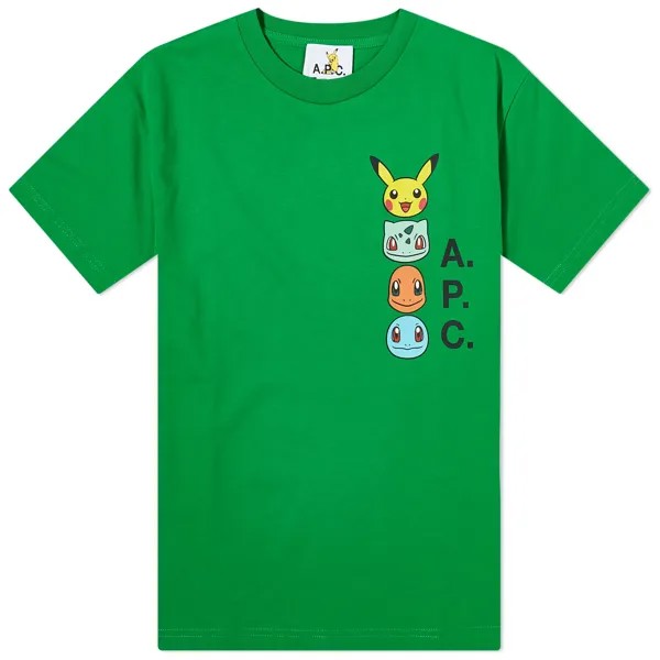 Футболка A.P.C. Pokémon The Portrait, цвет Kaa Green