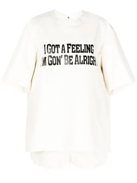 Sacai многослойная футболка I Got A Feeling, белый