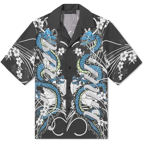 Рубашка Amiri CNY Dragon Short Sleeve Vacation, черный/мультиколор