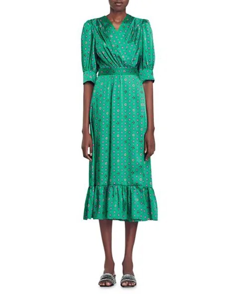 Шелковое платье миди Enrika Sandro, цвет Green