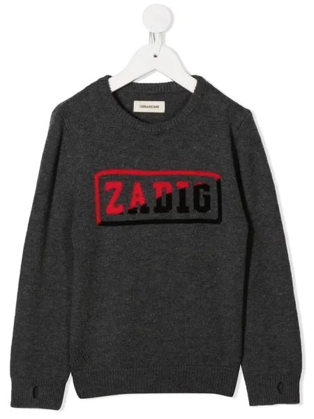 Zadig & Voltaire Kids джемпер вязки интарсия с логотипом