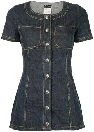Chanel Pre-Owned джинсовое мини платье с короткими рукавами