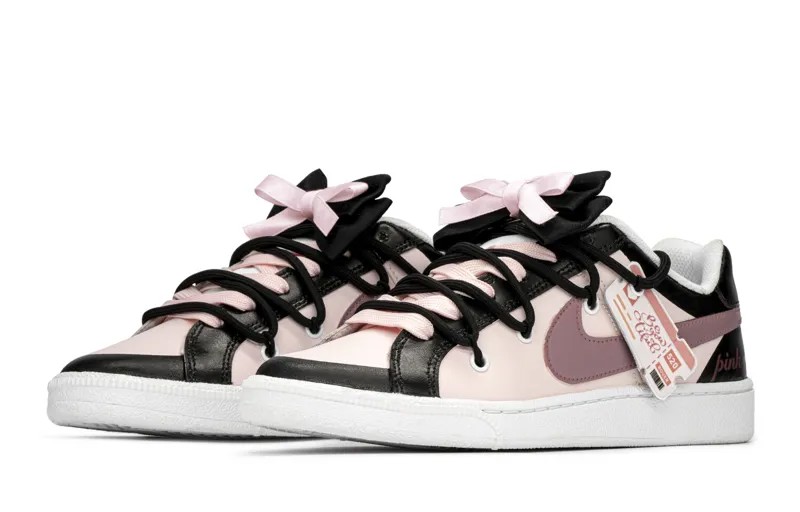 Кроссовки Nike Court Royale Skateboarding Shoes Women's Low-top Beige/Pink, белый/фиолетовый
