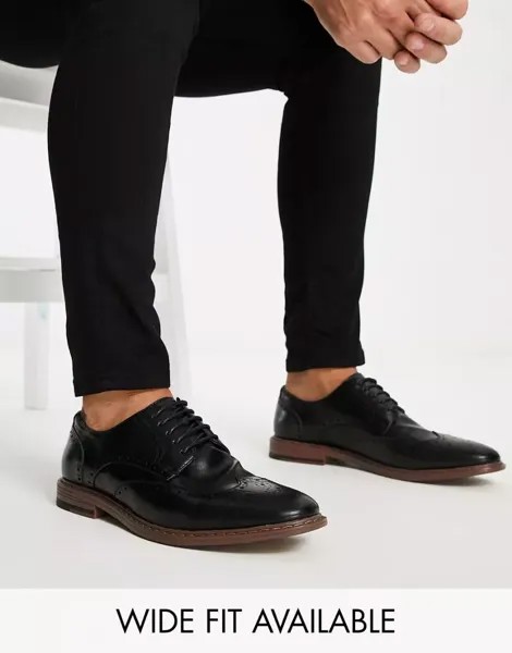 Черные броги из искусственной кожи ASOS