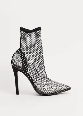 Черные сетчатые туфли на каблуке Public Desire Diamond-Черный