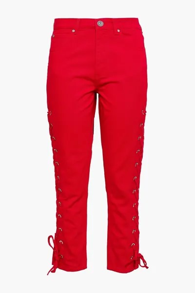 Укороченные джинсы скинни на шнуровке SANDRO, красный