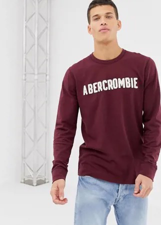 Бордовый лонгслив с логотипом Abercrombie & Fitch-Красный