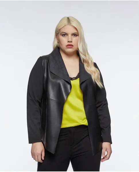 Свободная женская куртка из двух материалов Fiorella Rubino, черный