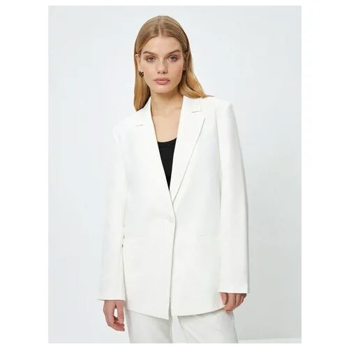 Пиджак Zarina, средней длины, силуэт прямой, размер L (RU 48), белый