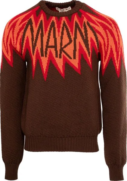 Свитер Marni Fire Island Logo Roundneck 'Chestnut', коричневый