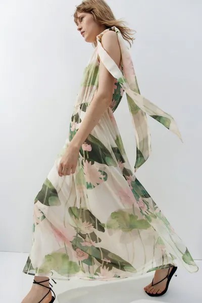 Платье на одно плечо с бантом H&M, бежевый