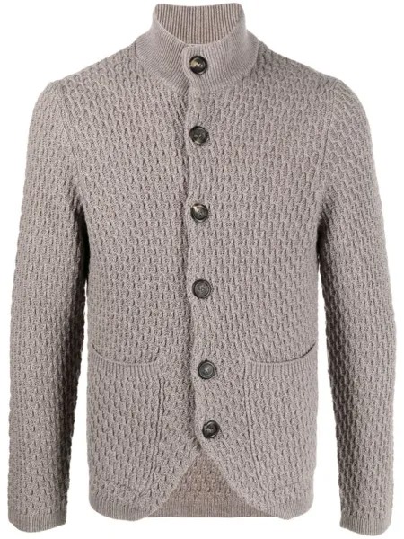 Canali фактурный кардиган из шерсти мериноса, нейтральный цвет