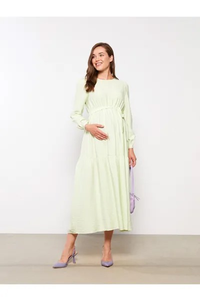 Прямое платье для беременных с круглым вырезом и длинными рукавами LC Waikiki, зеленый