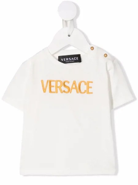 Versace Kids футболка с вышитым логотипом