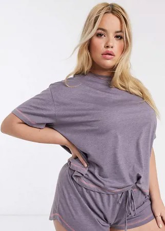 Трикотажная пижамная футболка ASOS DESIGN Curve mix & match-Розовый