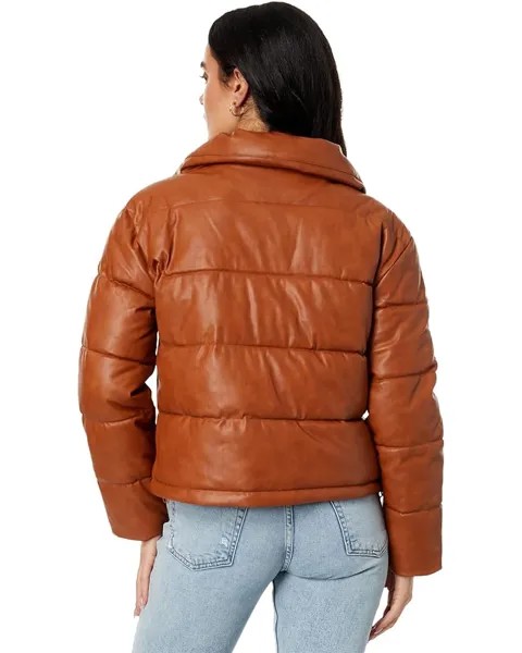 Пуховик Avec Les Filles Faux-Ever Leather Cropped Puffer, карамельный