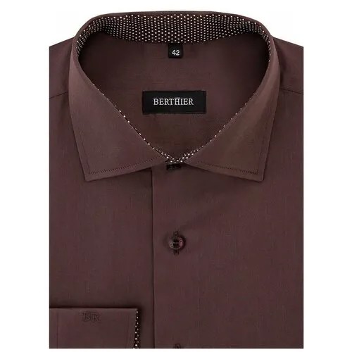 Рубашка мужская длинный рукав BERTHIER MERLIN-40468/ Fit-M(0-1), Полуприталенный силуэт / Regular fit, цвет Коричневый, рост 174-184, размер ворота 43