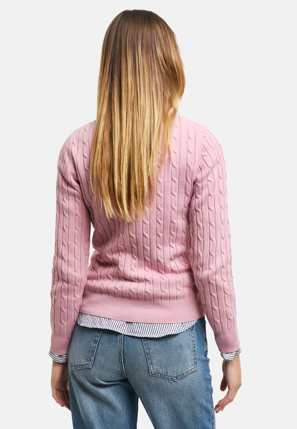Джемпер STRETCH CABLE C NECK GANT, розовый