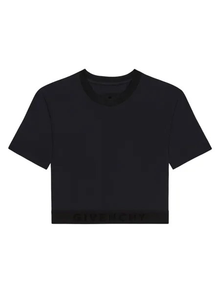 Укороченная жаккардовая футболка с логотипом по краю Givenchy, черный