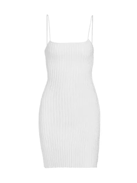 Мини-платье рельефной вязки с кристаллами Alexander Wang, белый