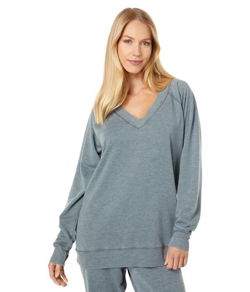 Пуловер Mod-o-doc, Burnout Fleece Long Sleeve Open V-Neck Tunic