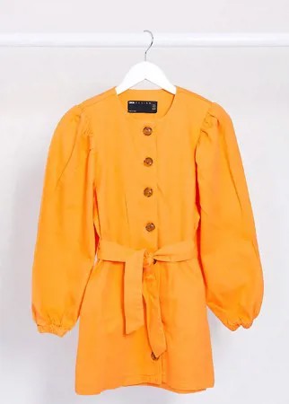 Оранжевое джинсовое платье с пышными рукавами ASOS DESIGN Petite-Оранжевый цвет