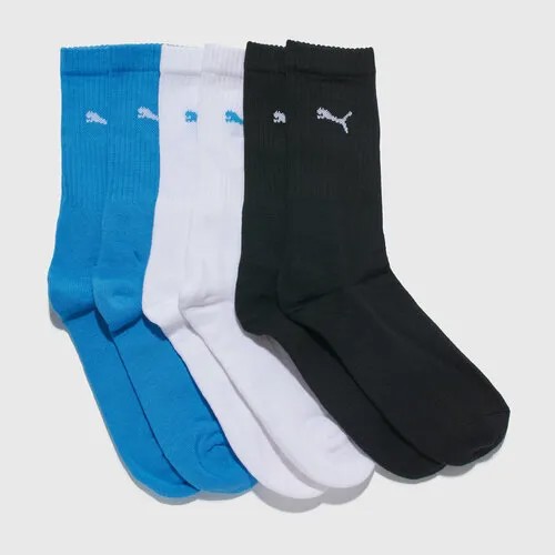 Носки PUMA Комплект носков (3 пары) Puma Crew 88035530, комплект, 3 пары, размер M, белый/голубой/черный