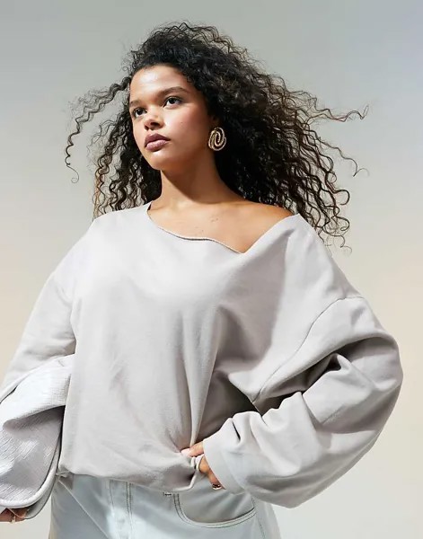 Толстовка оверсайз с открытыми плечами ASOS DESIGN Curve