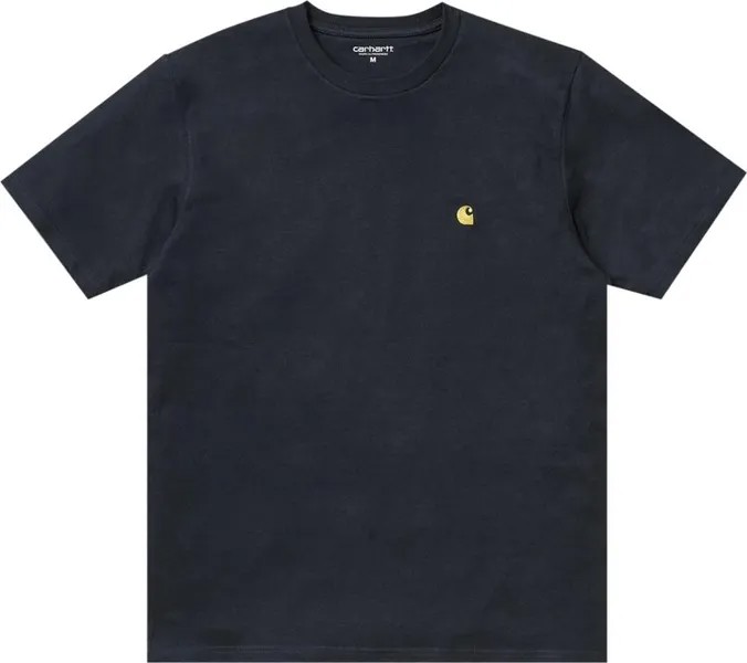 Футболка Carhartt WIP Short-Sleeve Chase T-Shirt 'Dark Navy/Gold', синий