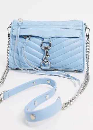 Синяя кожаная сумка на плечо с ремешком-цепочкой Rebecca Minkoff-Голубой