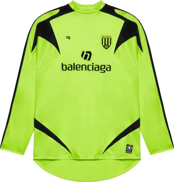 Футболка Balenciaga Soccer Long-Sleeve T-Shirt With Logos 'Fluo Yellow/Black', желтый