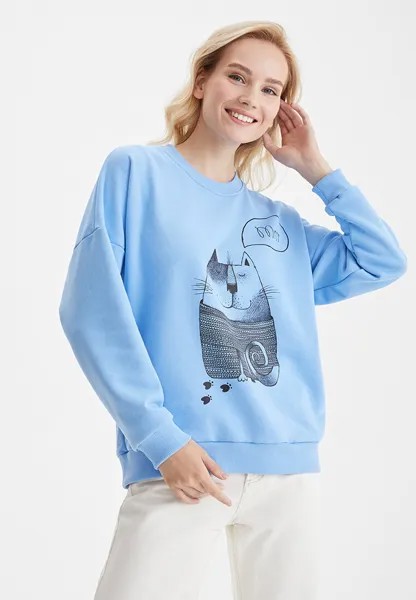 Свитшот женский BARMARISKA Котэ голубой 2XL