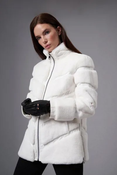 Полушубок женский Deri Company BD02232 белый XL (товары доставляются из-за рубежа)