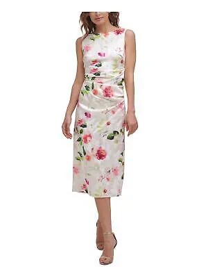ELIZA J Женское платье-футляр миди без рукавов цвета слоновой кости с разрезом сзади на подкладке Petites 12P