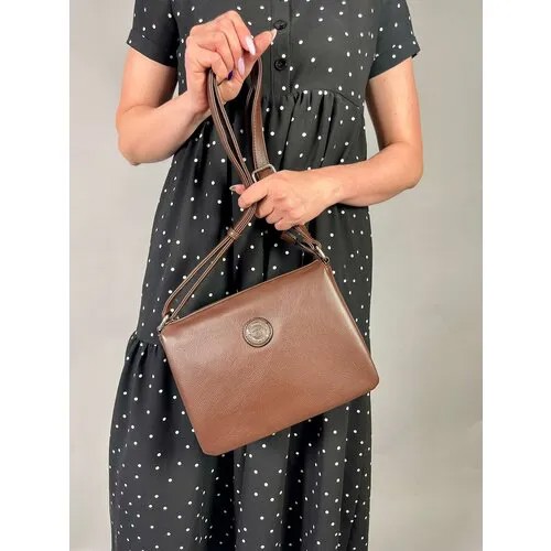 Сумка кросс-боди Polina & Eiterou P 1366Y L815-44 Coffee, фактура зернистая, хаки