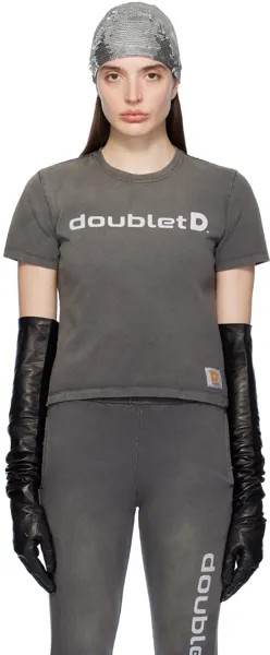 Черная футболка с принтом Doublet