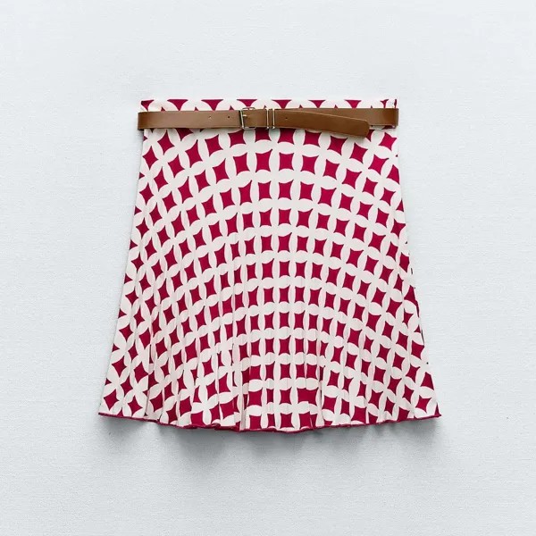 Юбка-мини Zara Printed With Pleats, мультиколор