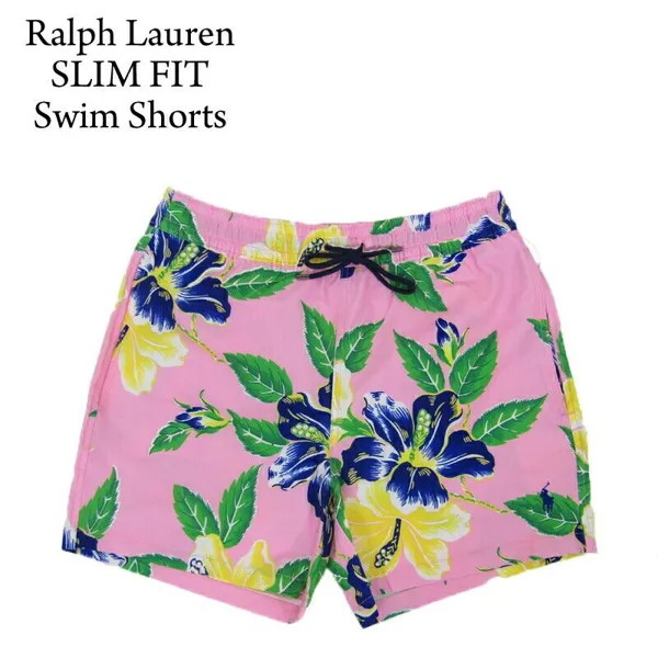 Купальник Polo Ralph Lauren Slim Fit с цветочным принтом Aloha, шорты для плавания, розовый с тропическим принтом