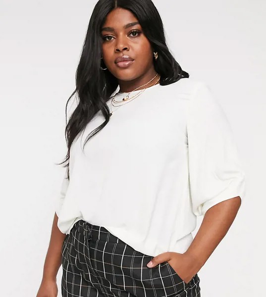 Блузка кремового цвета с пышными рукавами Vero Moda Curve-Кремовый