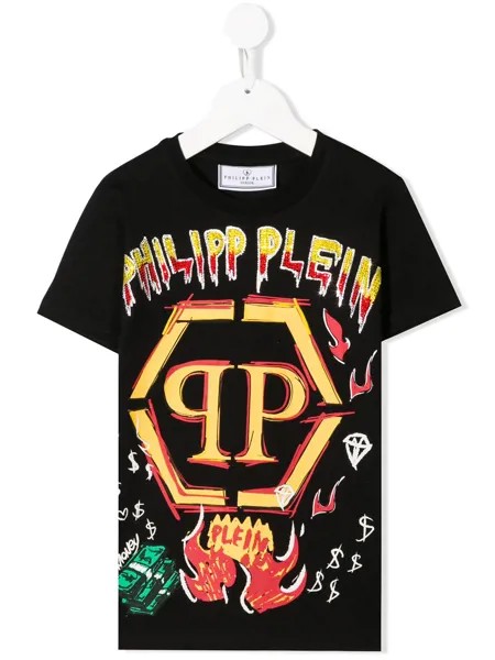 Philipp Plein Junior футболка с принтом граффити