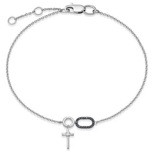 Браслет-цепочка Vesna jewelry, белое золото, 585 проба, родирование, бриллиант, длина 18.5 см.