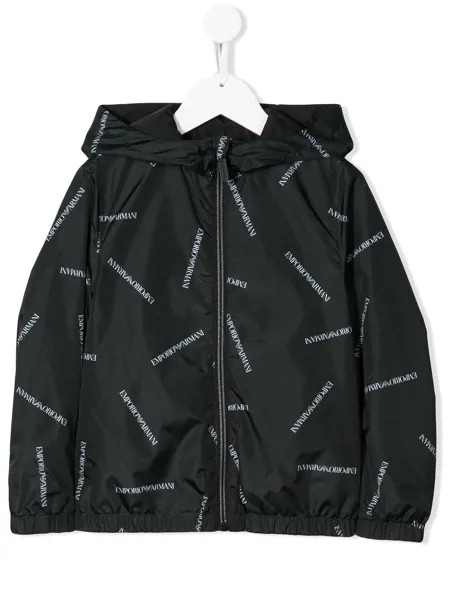 Emporio Armani Kids пуховик с капюшоном и логотипом
