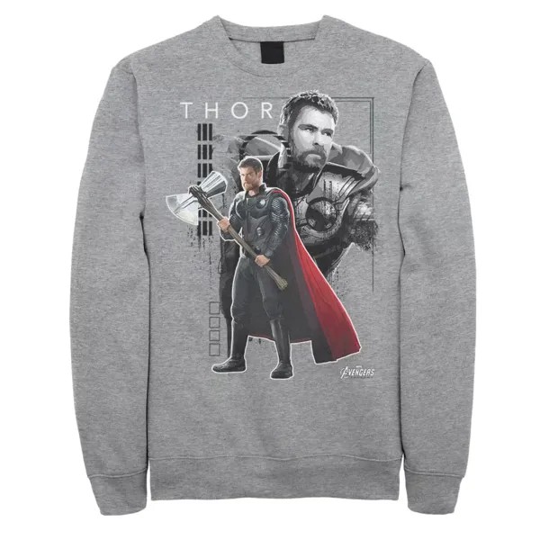 Мужской флисовый пуловер с портретом и плакатом Marvel Thor Collage