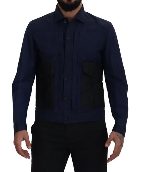 Рубашка DSQUARED2 Темно-синяя повседневная рубашка из хлопка с воротником и длинными рукавами IT48 / M $400