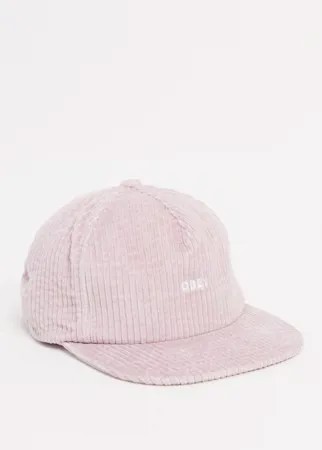 Розовая вельветовая кепка с логотипом и ремешком сзади Obey-Розовый цвет