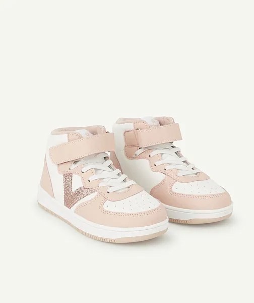 Обувь для девочек Victoria Tiempo Mid Top Бело-Розовые модные кроссовки из искусственной кожи НОВЫЕ